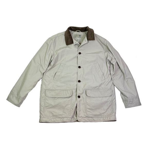 LL Bean Beige Canvas Quilted Liner Insulated Barn Chore Coat Jacket - Picture 1 of 9